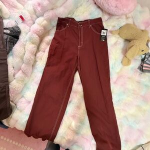 NWT RVCA Recession Collection Coco High Rise Pants | Mahogany Red